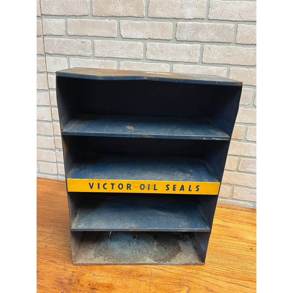 Vintage Victor Oil Gasket Seals Advertising Display Rack Cabinet Sign Garage