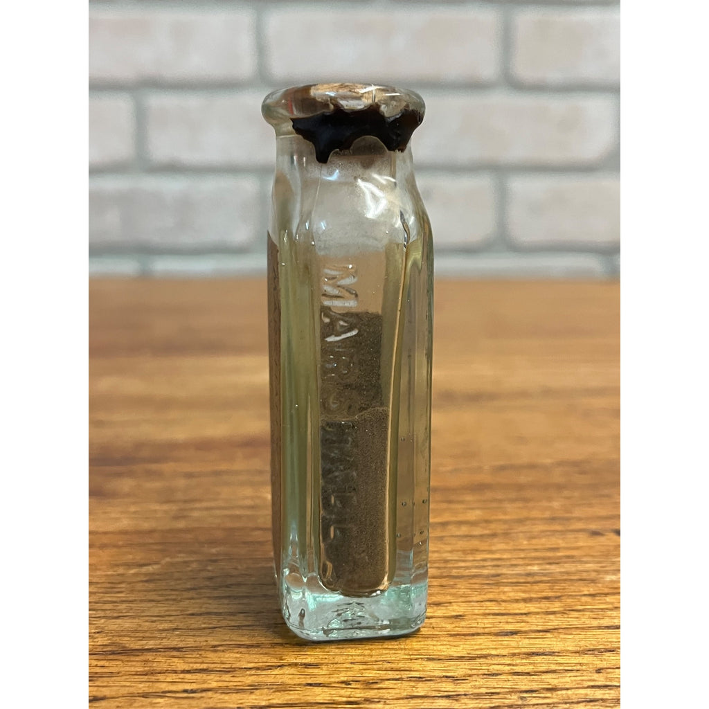 Vintage 1930s Marshall's Snuff Embossed Medicine Bottle w/ Contents - Cleveland