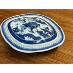 Antique Chinese Export Porcelain Canton Oval Covered Vegetable Serving Dish Bowl