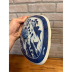 Antique Chinese Export Porcelain Canton Oval Covered Vegetable Serving Dish Bowl