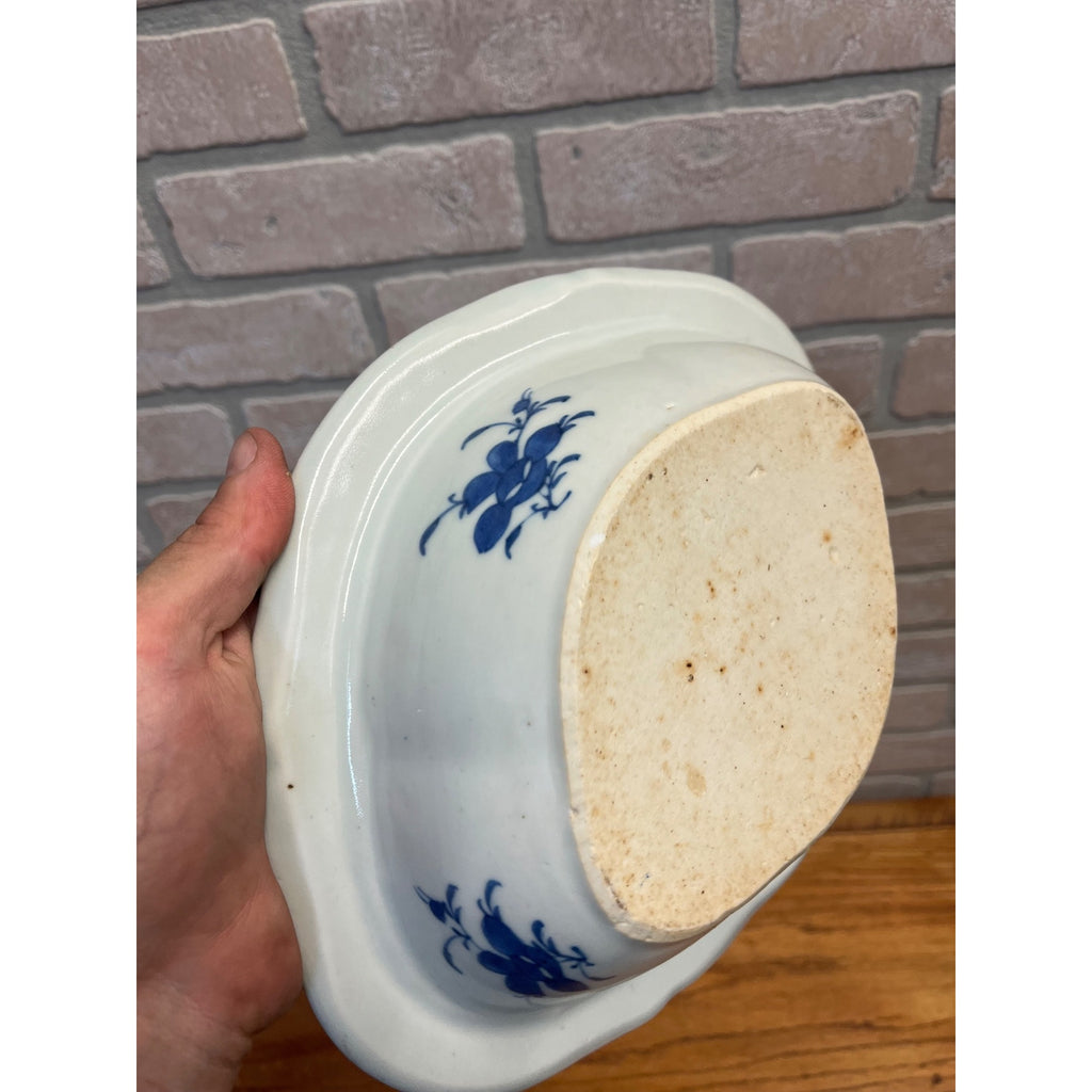 Antique Chinese Export Porcelain Canton Oval Covered Vegetable Serving Dish Bowl