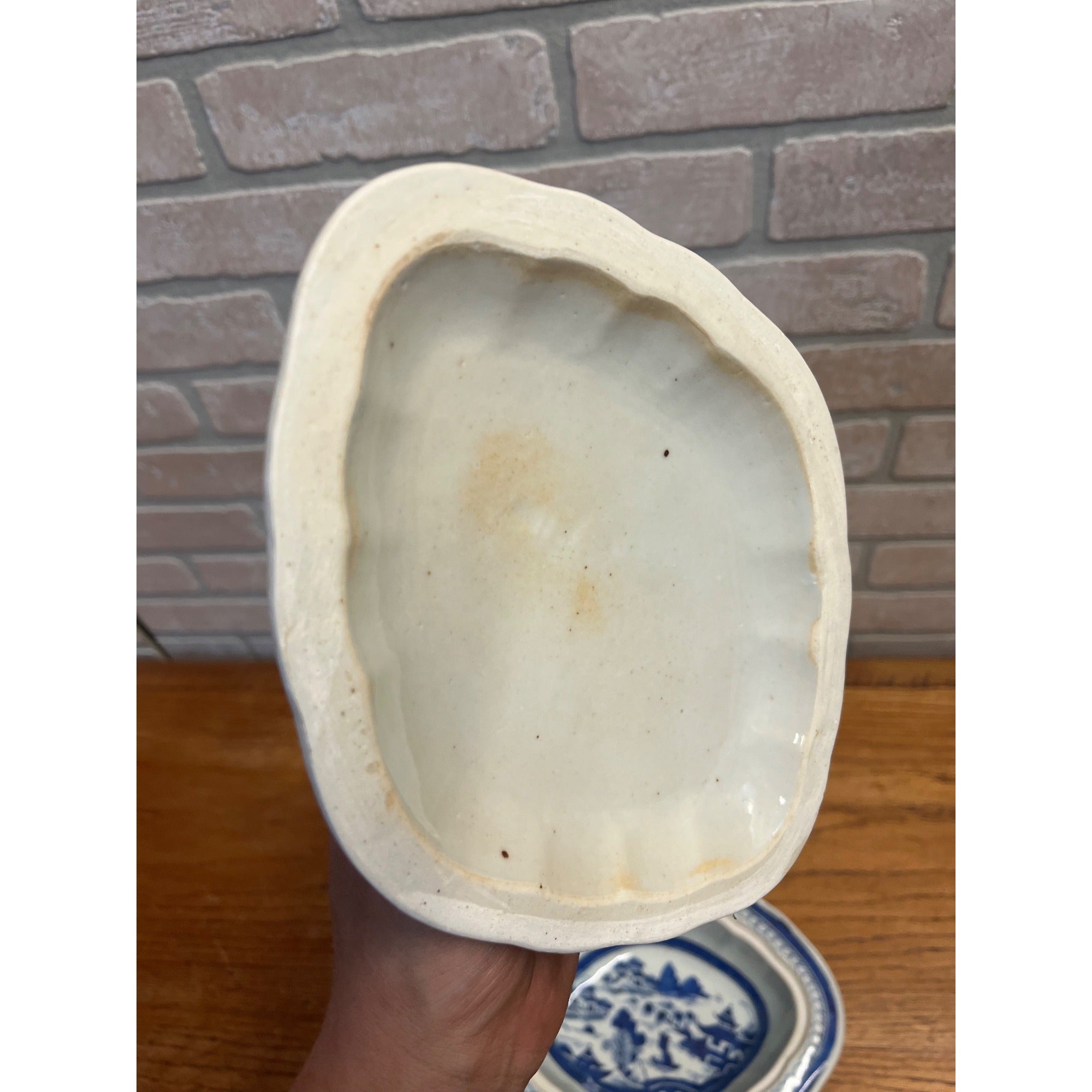 Antique Chinese Export Porcelain Canton Oval Covered Vegetable Serving Dish Bowl