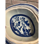 Antique Chinese Export Porcelain Canton Oval Covered Vegetable Serving Dish Bowl