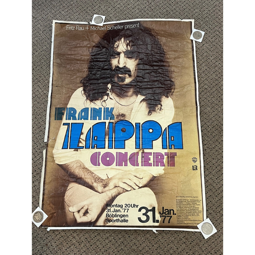 Vintage Frank Zappa 1977 Germany Böblingen Concert Poster Street-Used Bill-Post
