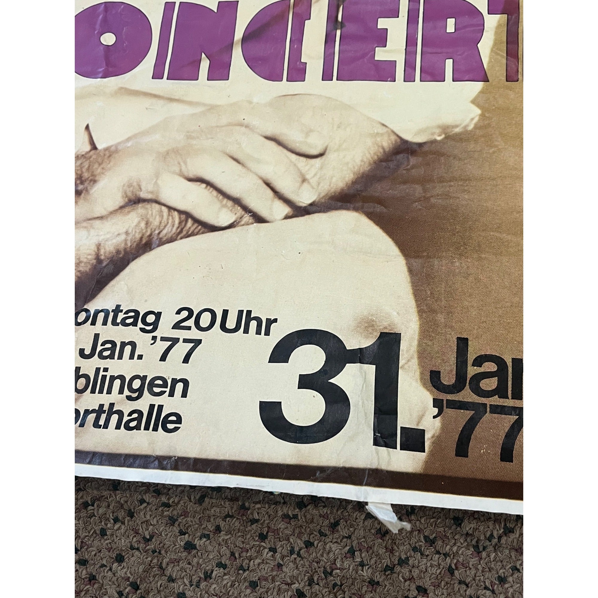 Vintage Frank Zappa 1977 Germany Böblingen Concert Poster Street-Used Bill-Post