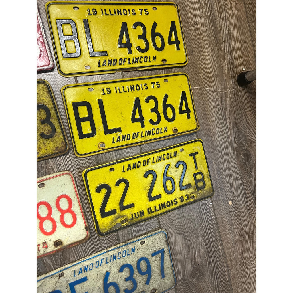 Vintage Large Lot (14) Illinois License Plates 1960s-1980s Land of Lincoln Motto