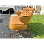 Vintage Mid-Century MCM Light Brown Faux Leather Bench Settee