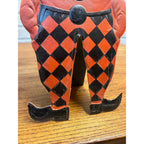 Antique 1920s German Halloween Diecut Pumpkin Head Man Bowtie 16" Tall
