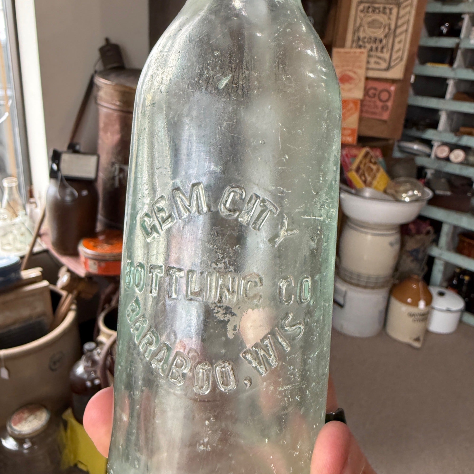 Vintage  Gem City Bottling Co. Baraboo Soda Bottle Embossed Wisconsin Wis WI