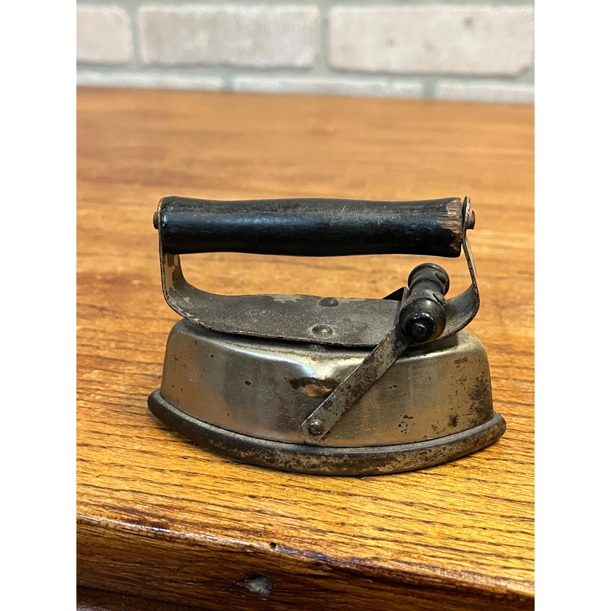 Antique Vintage Miniature Child's Toy Sad Iron Nickel-Plated Cast Iron