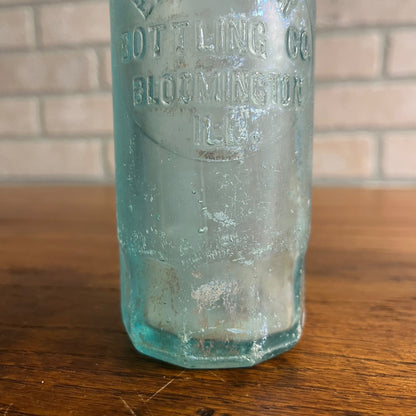 Antique 1890s Excelsior Bottling Co. Hutchinson Soda Blob Bottle Bloomington ILL IL