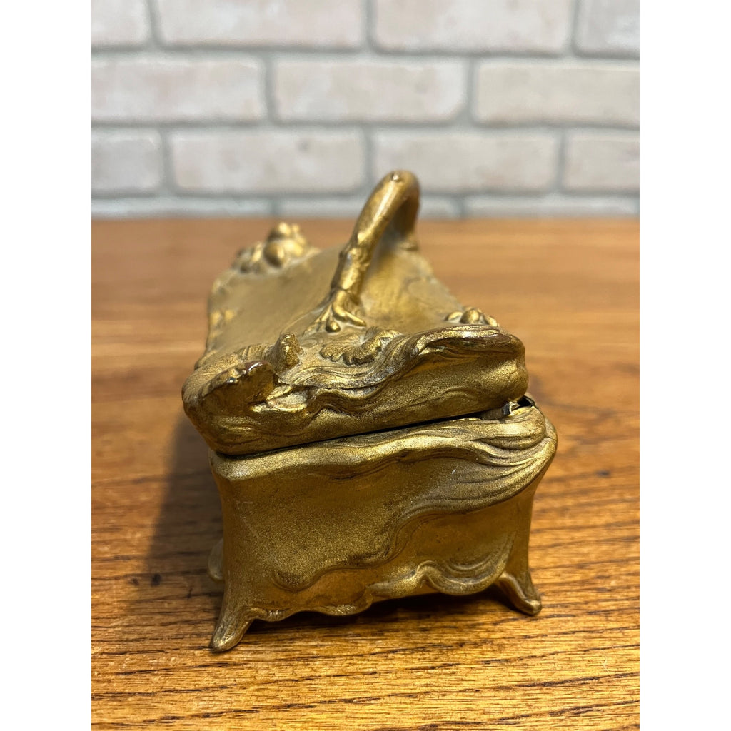 Vintage 1920s Weidlich Bros Jewelry Casket Trinket Box W.B. Gold Art Nouveau