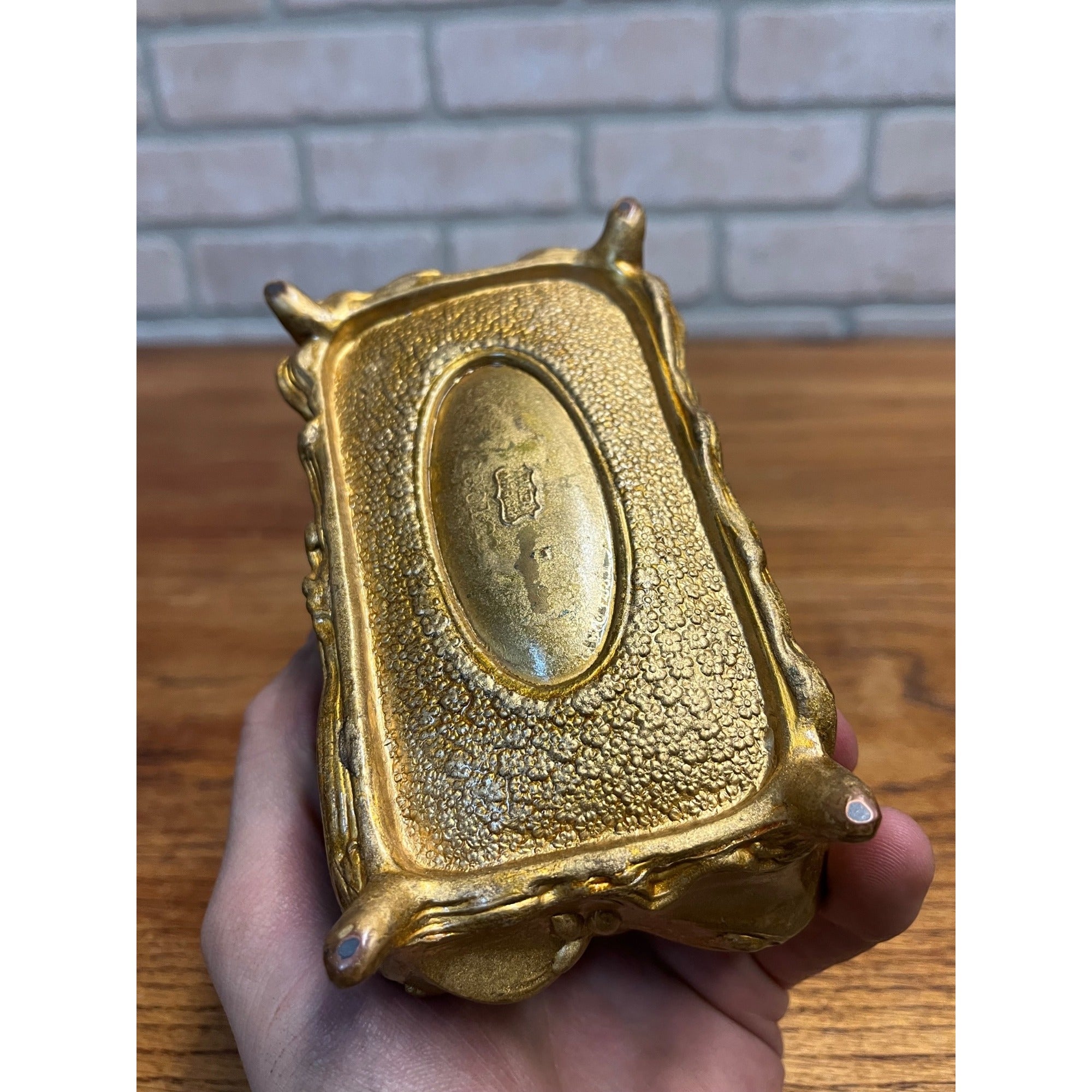 Vintage 1920s Weidlich Bros Jewelry Casket Trinket Box W.B. Gold Art Nouveau