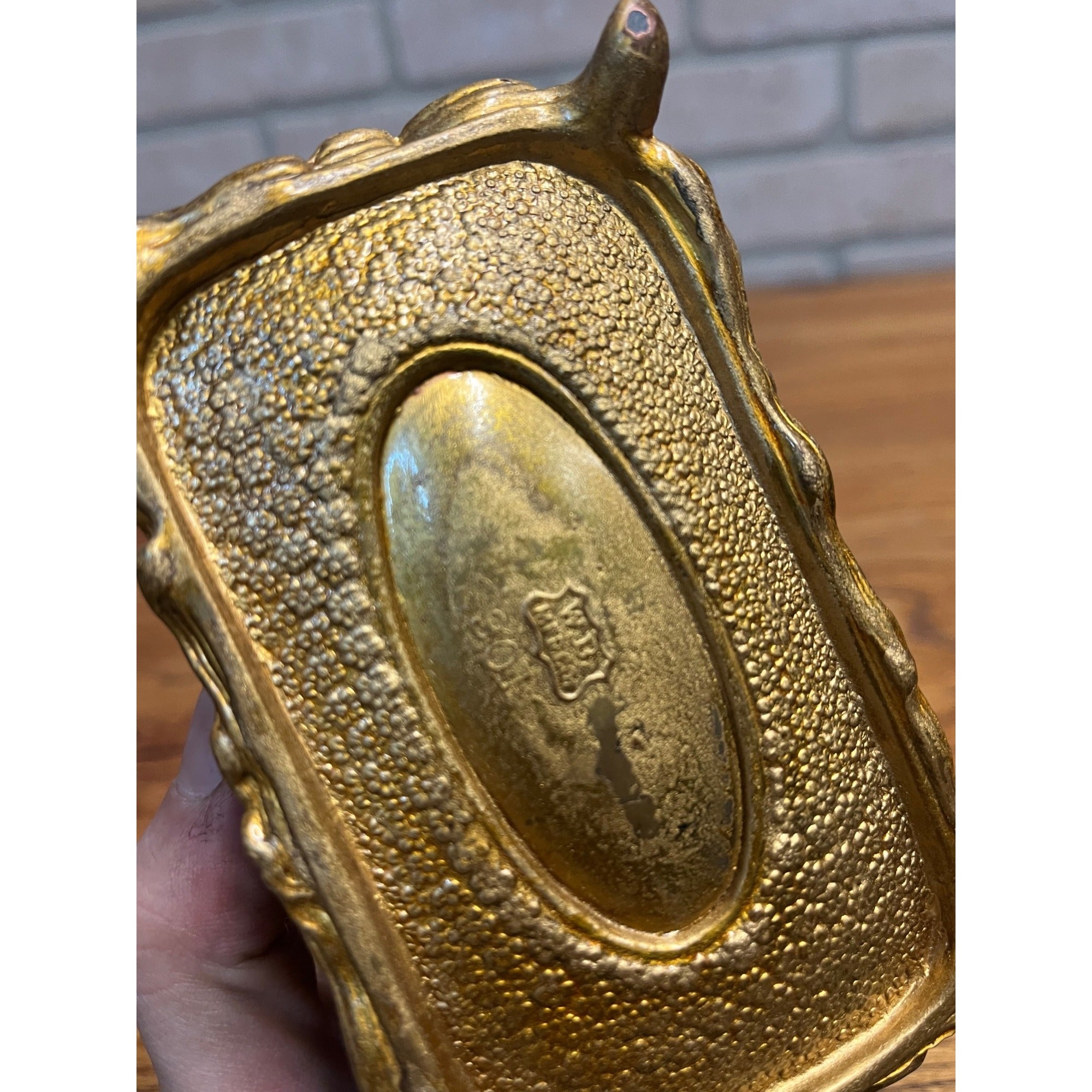 Vintage 1920s Weidlich Bros Jewelry Casket Trinket Box W.B. Gold Art Nouveau