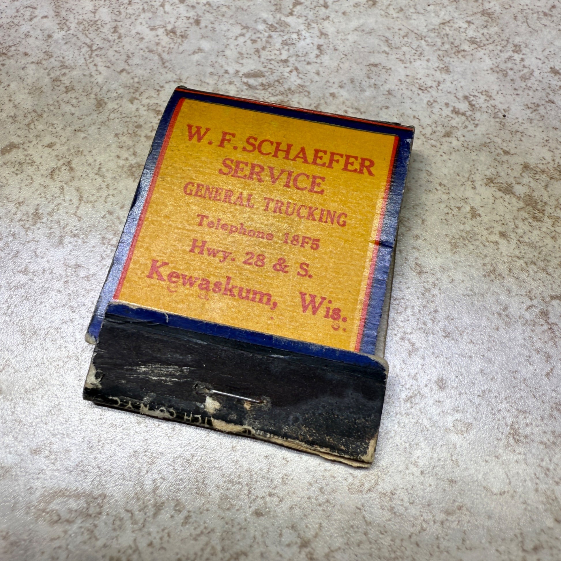 W.F. Schaefer Trucking Shell Motor Oils Kewaskum Wis.  Advertising Matchbook