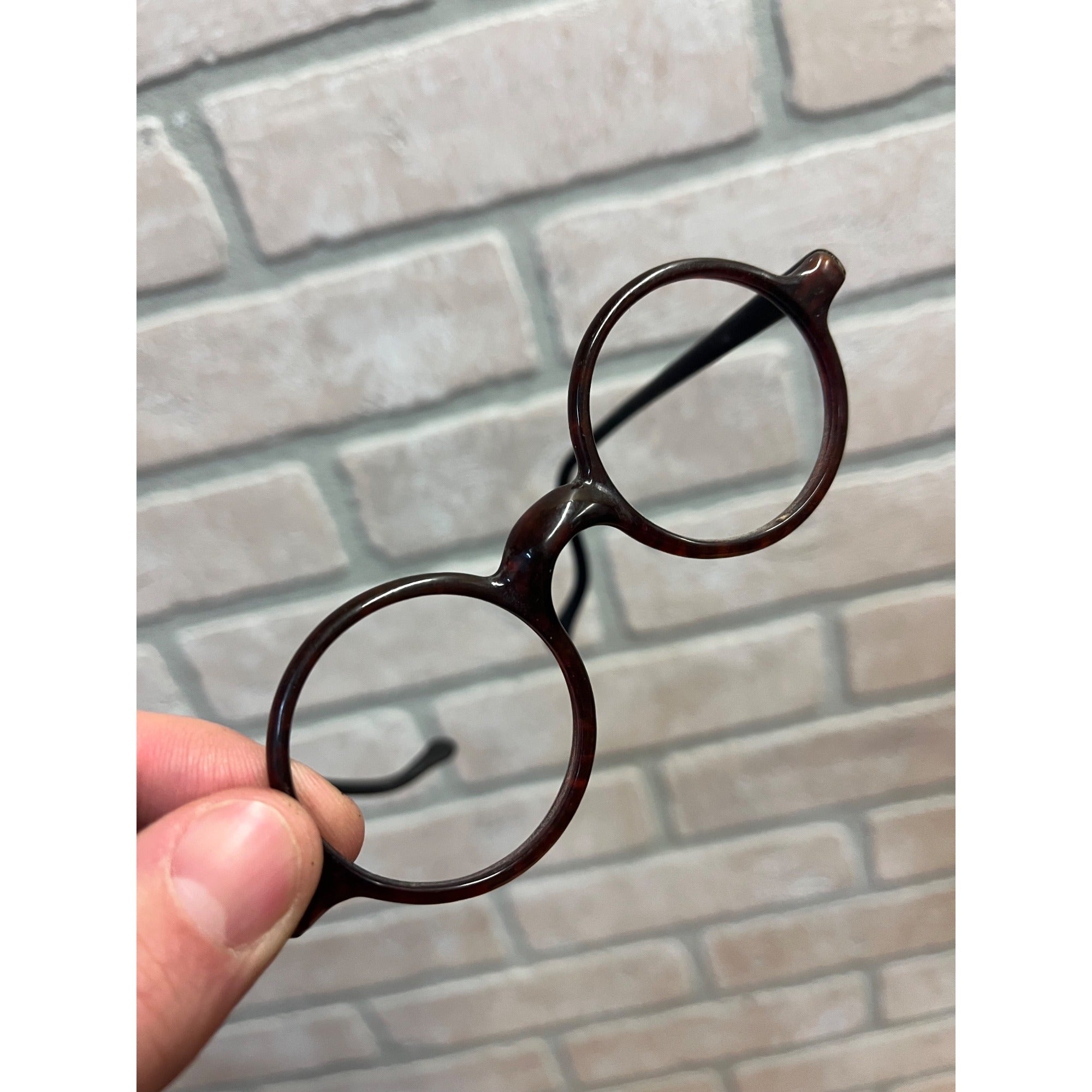 Antique Vintage Red-Brown Tortoise Eyeglasses Round Bakelite Glasses