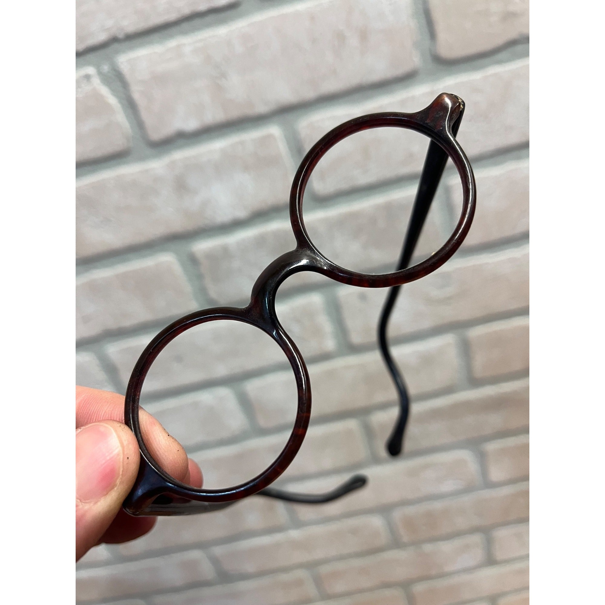 Antique Vintage Red-Brown Tortoise Eyeglasses Round Bakelite Glasses