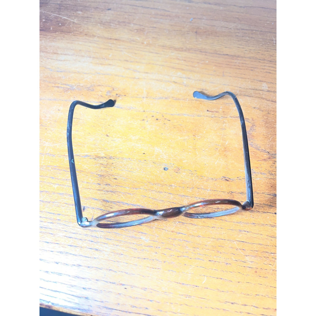 Antique Vintage Red-Brown Tortoise Eyeglasses Round Bakelite Glasses