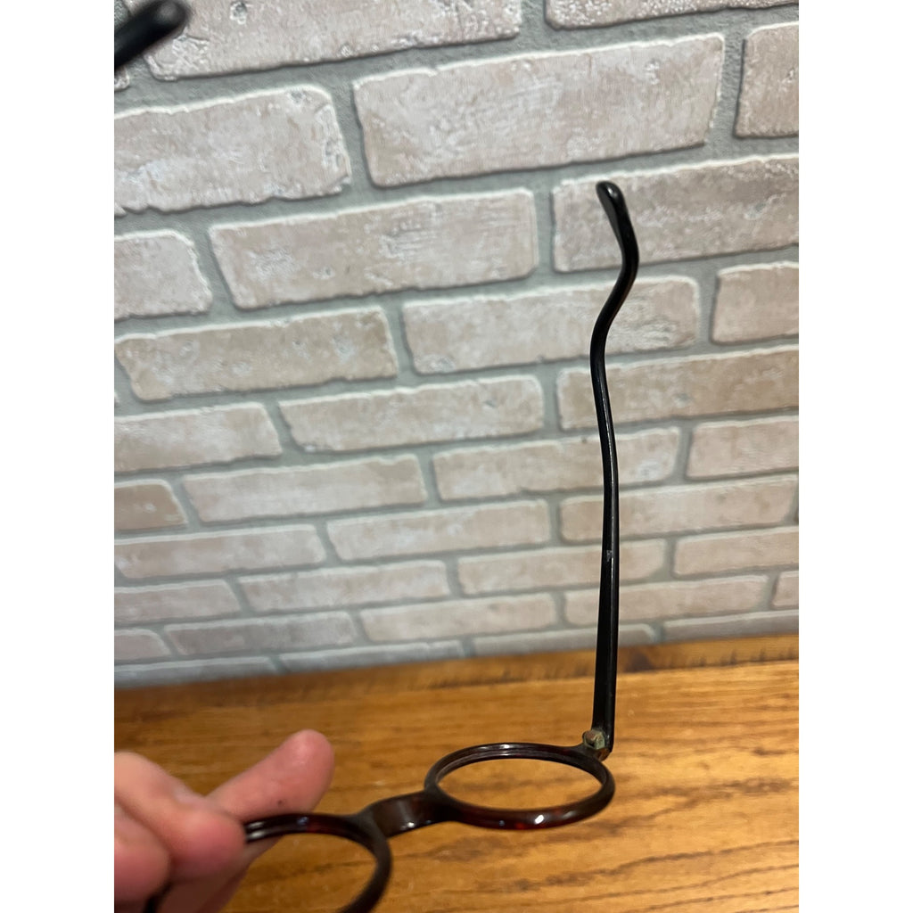 Antique Vintage Red-Brown Tortoise Eyeglasses Round Bakelite Glasses