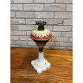 Antique c1890 Bohemian Opaline Glass Kerosene Parlor Lamp Aesthetic Movement Gilt Enamel