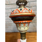 Antique c1890 Bohemian Opaline Glass Kerosene Parlor Lamp Aesthetic Movement Gilt Enamel