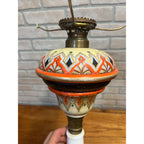 Antique c1890 Bohemian Opaline Glass Kerosene Parlor Lamp Aesthetic Movement Gilt Enamel