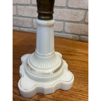 Antique c1890 Bohemian Opaline Glass Kerosene Parlor Lamp Aesthetic Movement Gilt Enamel