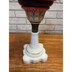 Antique c1890 Bohemian Opaline Glass Kerosene Parlor Lamp Aesthetic Movement Gilt Enamel