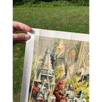 Original Antique 1890s "Reception of Columbus at Barcelona" Chromolithograph Print McLaughlin