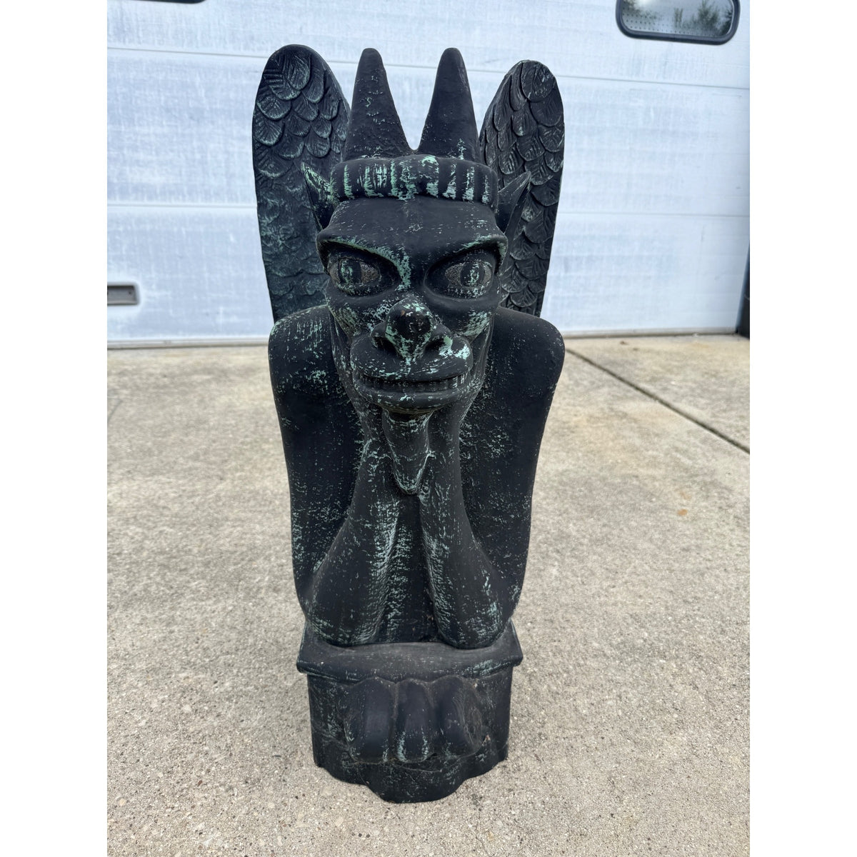 Vintage Cast Iron Gargoyle Statue Gothic Architectural Garden Decor Halloween