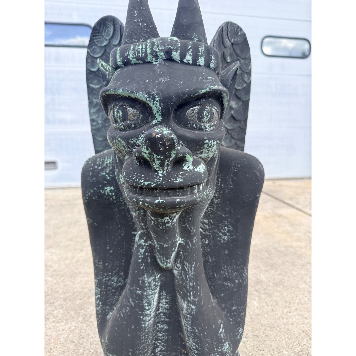 Vintage Cast Iron Gargoyle Statue Gothic Architectural Garden Decor Halloween