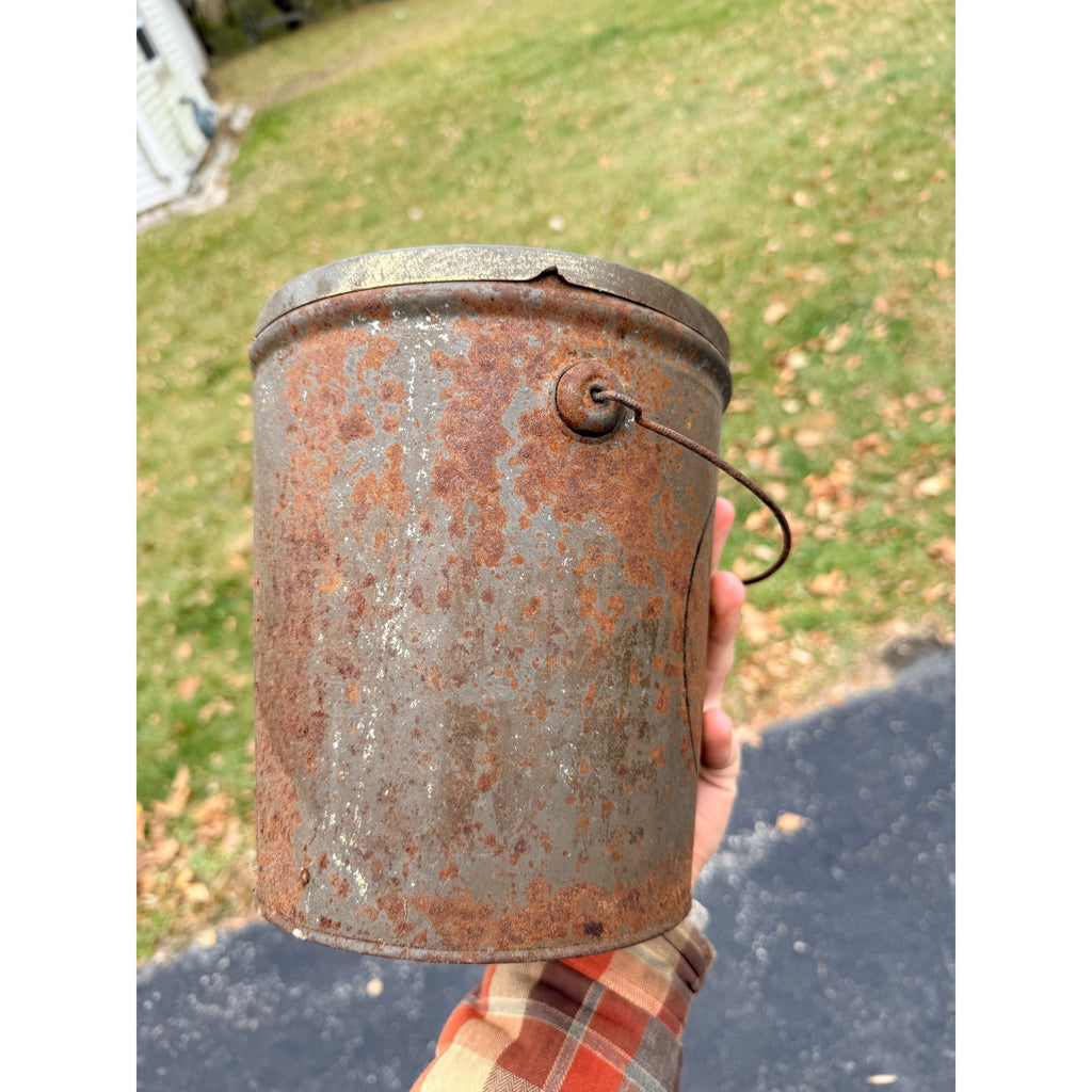Vintage Borchard & Greinke Lard Farm Tin Advertising Pail Winneconne Wis WI