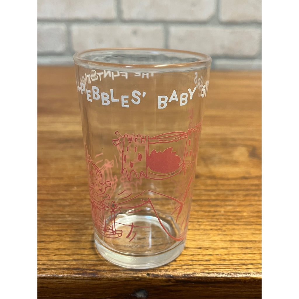 Vintage Hanna-Barbera Productions Inc. The Flintstones Pebbles' Baby Sitters Drinking Juice Glass 1963