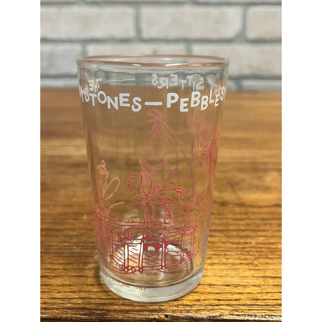 Vintage Hanna-Barbera Productions Inc. The Flintstones Pebbles' Baby Sitters Drinking Juice Glass 1963
