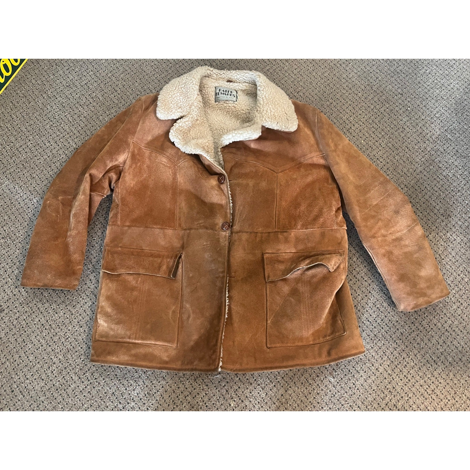 Vintage 90s Ralph Edwards Suede Sheraling Lined Coat Jacket Mens Sz 50