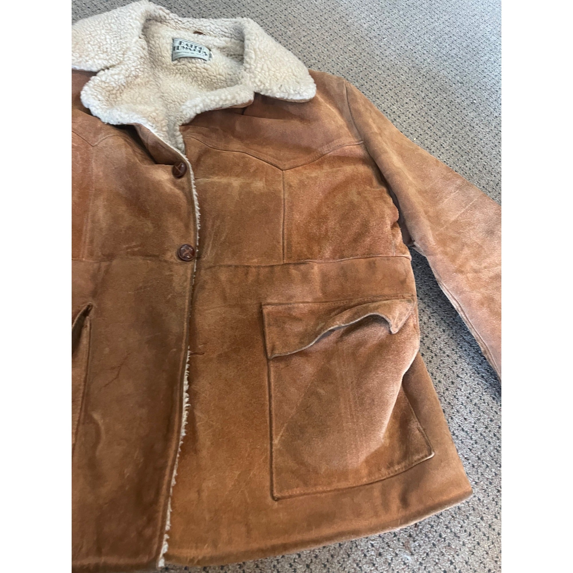 Vintage 90s Ralph Edwards Suede Sheraling Lined Coat Jacket Mens Sz 50