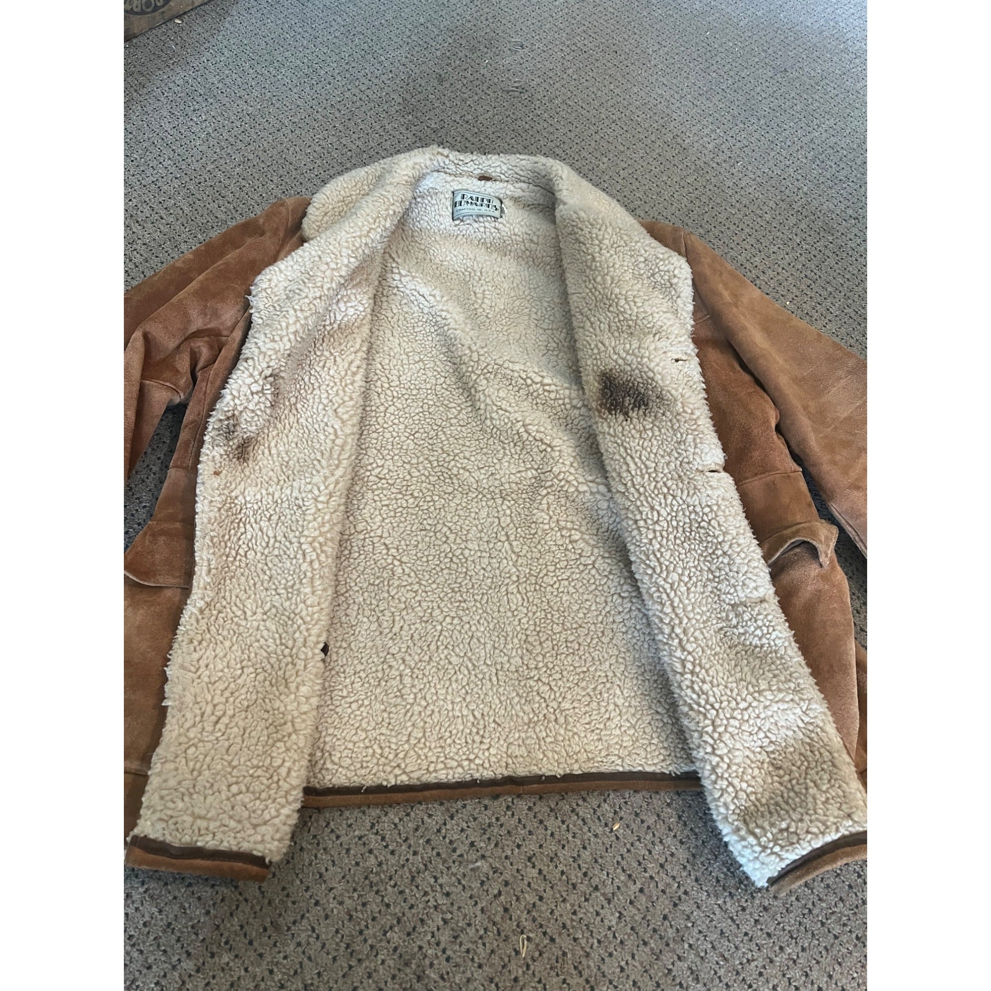 Vintage 90s Ralph Edwards Suede Sheraling Lined Coat Jacket Mens Sz 50