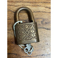Antique c1890s Large Brass Ornate Victorian Padlock w/ Key - Works / Locks
