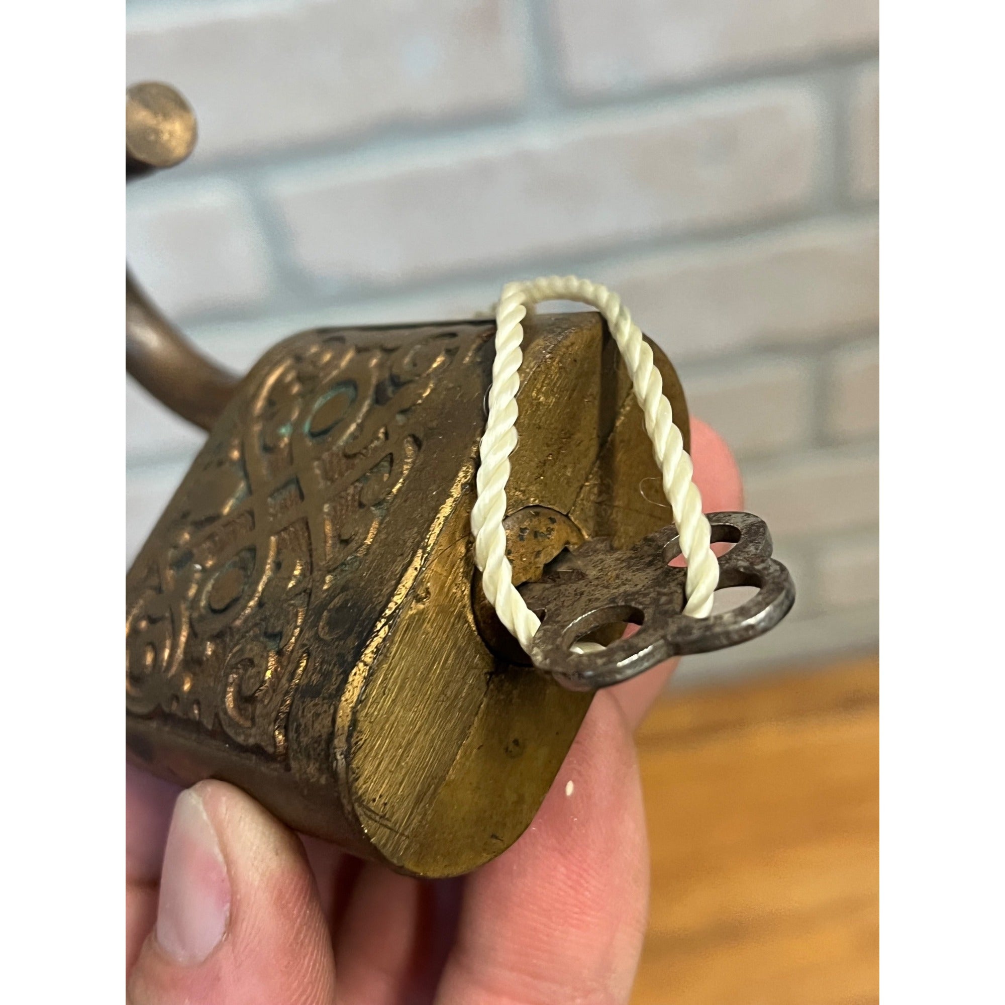 Antique c1890s Large Brass Ornate Victorian Padlock w/ Key - Works / Locks