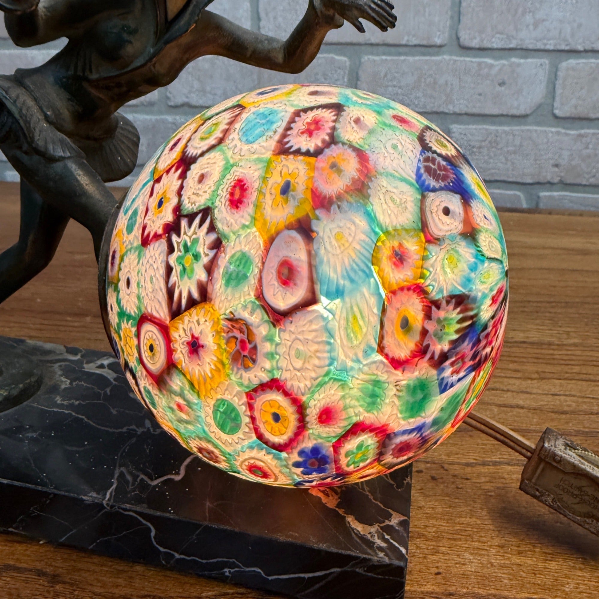 Antique 1920’s JB Hirsch Gerdago Art Deco Harlequin Pixie Dancer Globe Lamp