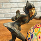 Antique 1920’s JB Hirsch Gerdago Art Deco Harlequin Pixie Dancer Globe Lamp