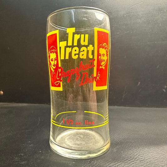 Vintage Tru Treat Grapefruit Drink ACL Fountain Glass Advertising Syrup Line