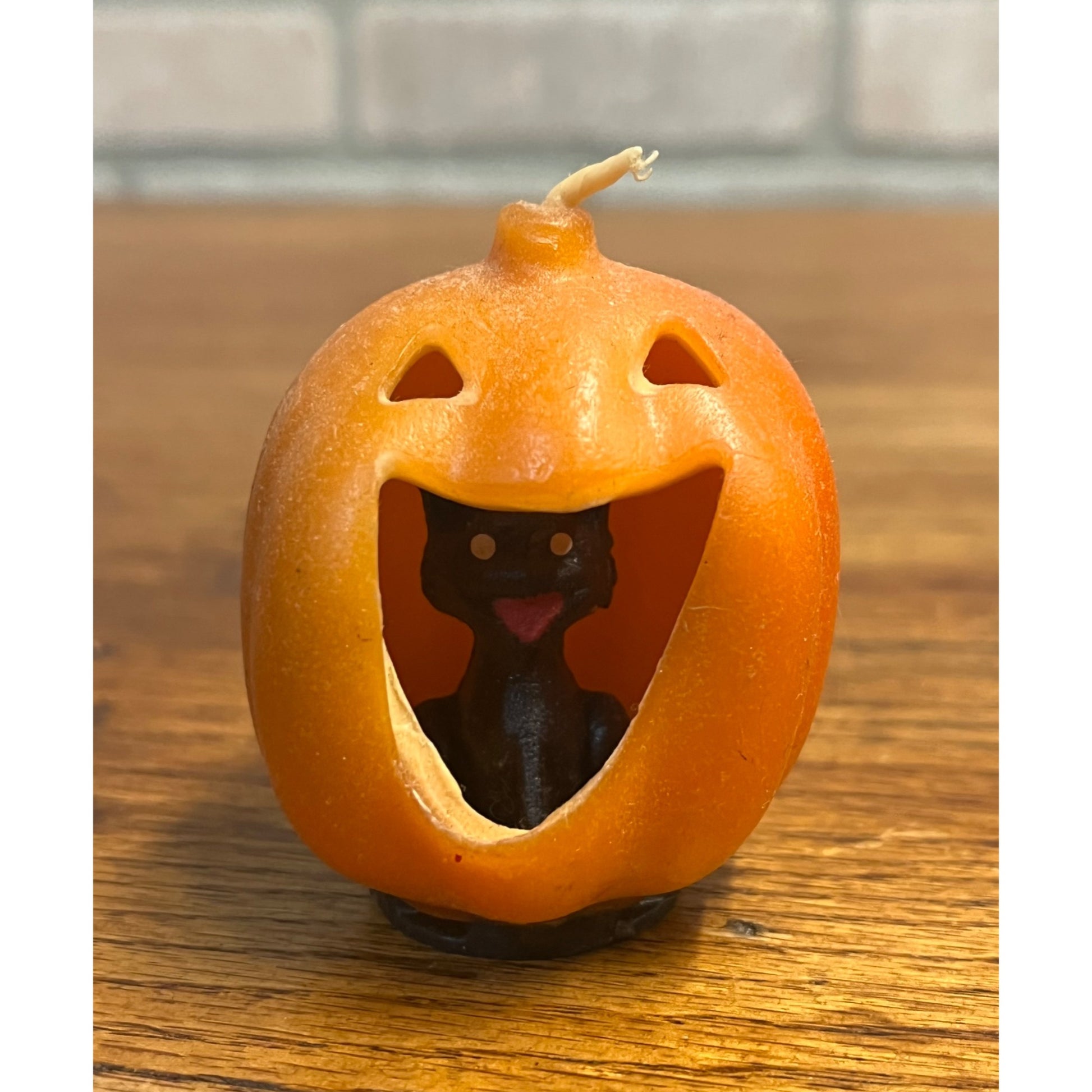 Vintage Halloween Gurley Novelty Candle Jack O' Lantern JOL & Black Cat