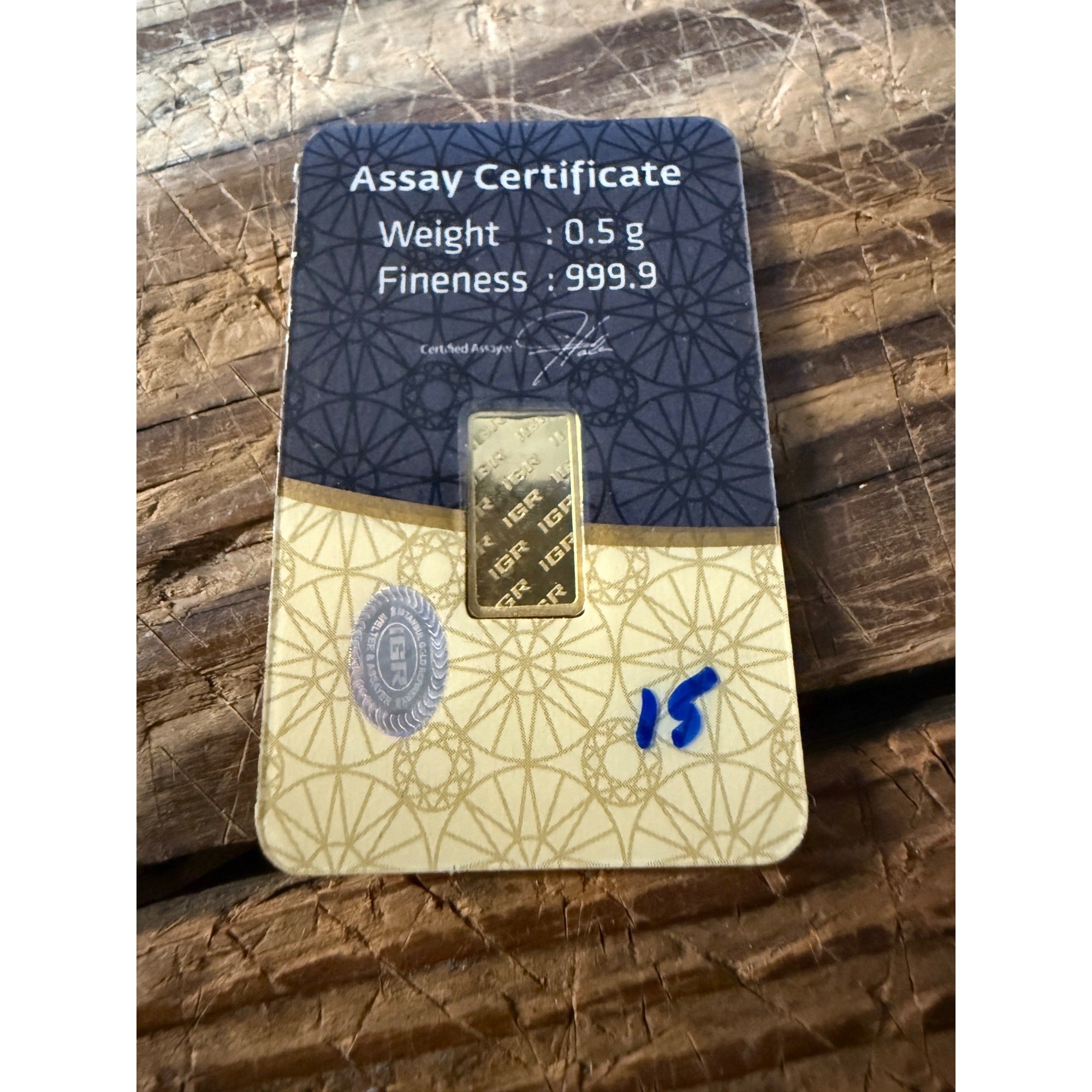 IGR 0.5 Grams Pure Gold Bar Assay 0.999 Fine Gold Sigma Verified Bullion