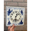 Delft-Style Blue and White Ceramic Wall Clock Windmill - Made USA - Parts/Repair
