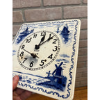 Delft-Style Blue and White Ceramic Wall Clock Windmill - Made USA - Parts/Repair