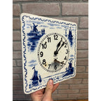 Delft-Style Blue and White Ceramic Wall Clock Windmill - Made USA - Parts/Repair