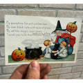 Vintage Halloween Whitney Postcard Witch Black Cat Owl Bat Parade Lantern JOL