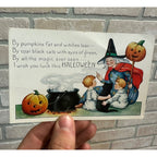 Vintage Halloween Whitney Postcard Witch Black Cat Owl Bat Parade Lantern JOL