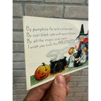 Vintage Halloween Whitney Postcard Witch Black Cat Owl Bat Parade Lantern JOL